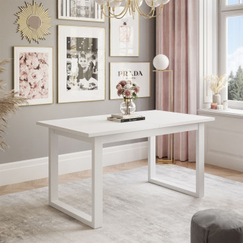 Ausklappbarer Tisch ART 150-198 cm Weiß Matt