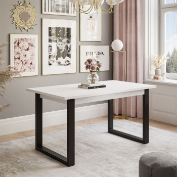 Ausklappbarer Tisch ART 150-198 cm Weiß Matt Ausklappbarer Tisch ART 150-198 cm Weiß Matt