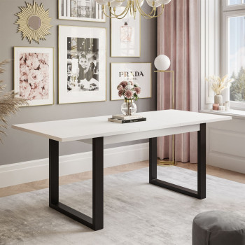 Ausklappbarer Tisch ART 150-198 cm Weiß Matt Ausklappbarer Tisch ART 150-198 cm Weiß Matt