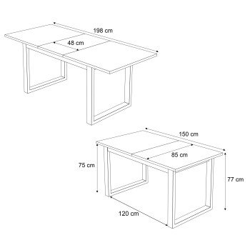 Ausklappbarer Tisch ART 150-198 cm Weiß Matt Ausklappbarer Tisch ART 150-198 cm Weiß Matt