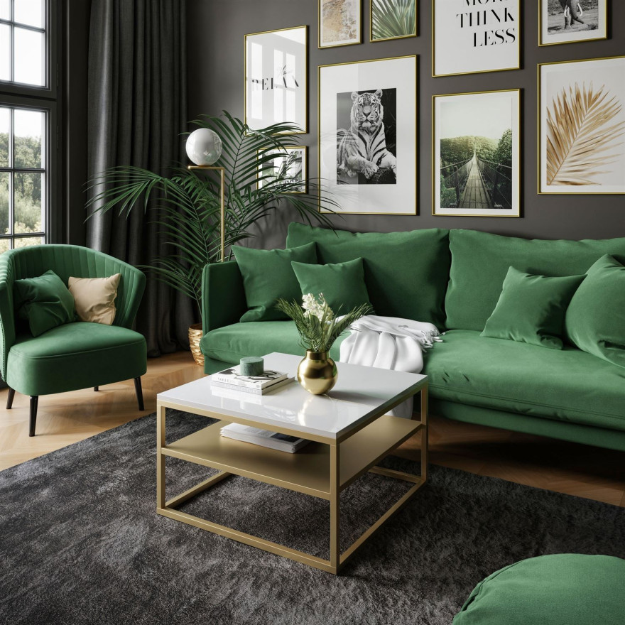 Couchtisch NOVA mit Ablage Gold matt