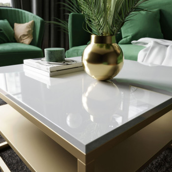 Couchtisch NOVA mit Ablage Gold matt