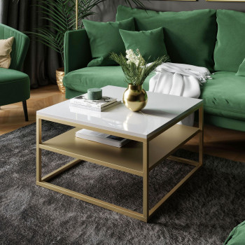 Couchtisch NOVA mit Ablage Gold matt