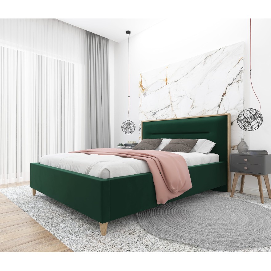 Polsterbett LUCIA mit einem Bettwäschebehälter