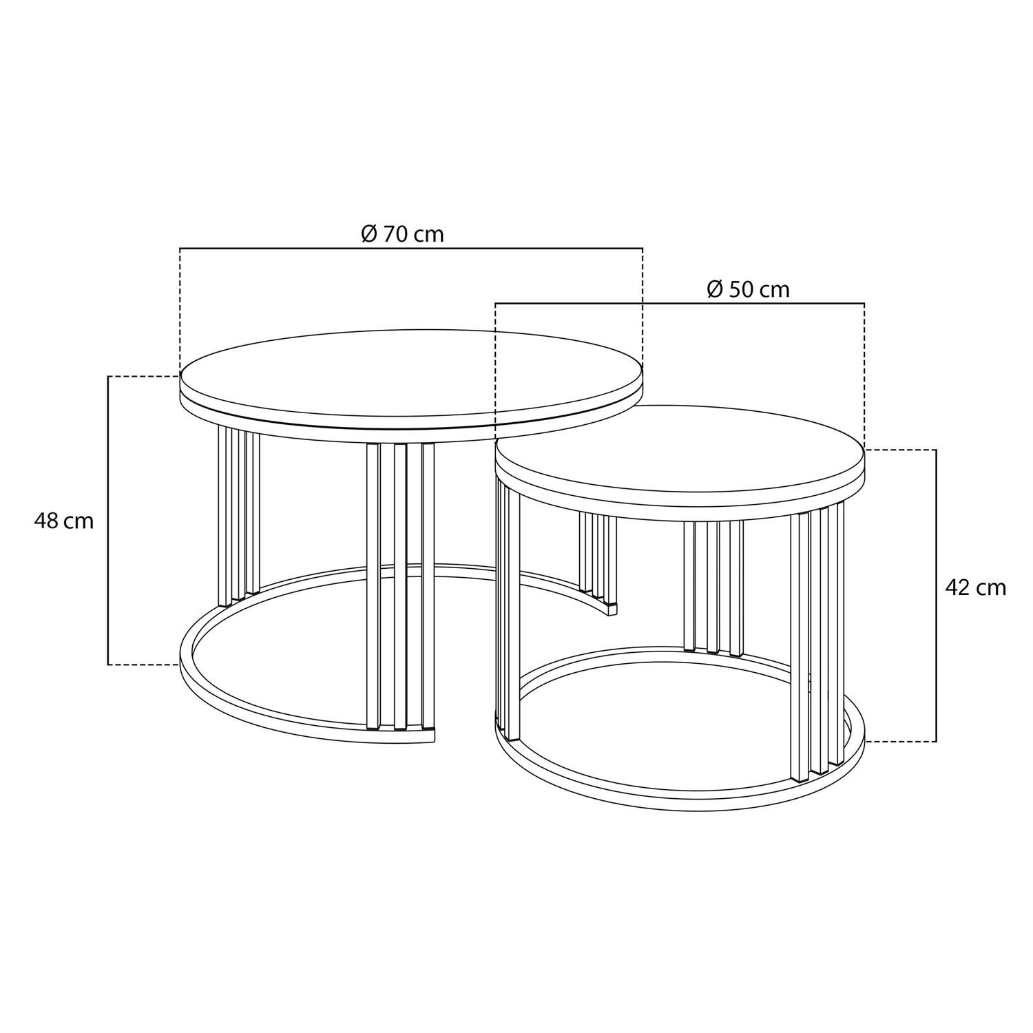 Runder 2in1 Couchtisch LORI schwarz matt