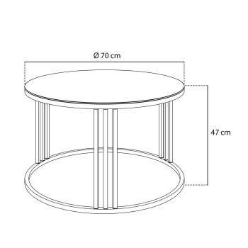 Runder Couchtisch LORI GLASS mit goldenem Gestell
