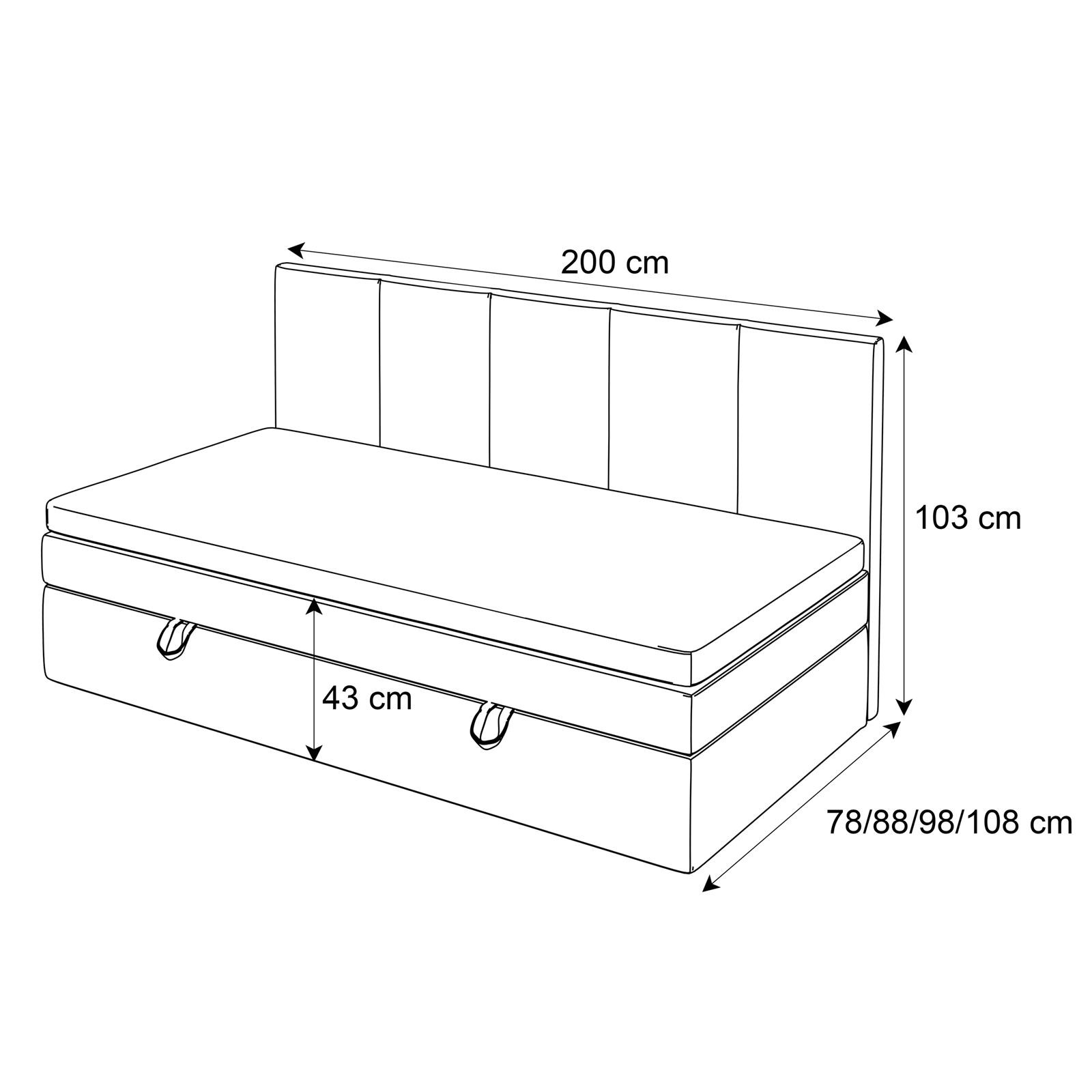 Gepolstertes Kontinentalbett ELZA MINI 70/80/90/100x200 cm