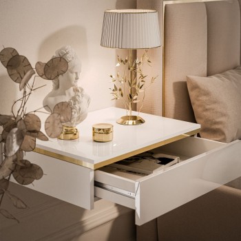 AURORA hängender Nachttisch glänzend weiß