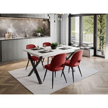 Möbelset X ART- O mit 4 Stühlen, Weiß Matt