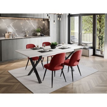 Möbelset X ART- O mit 4 Stühlen, Weiß Matt