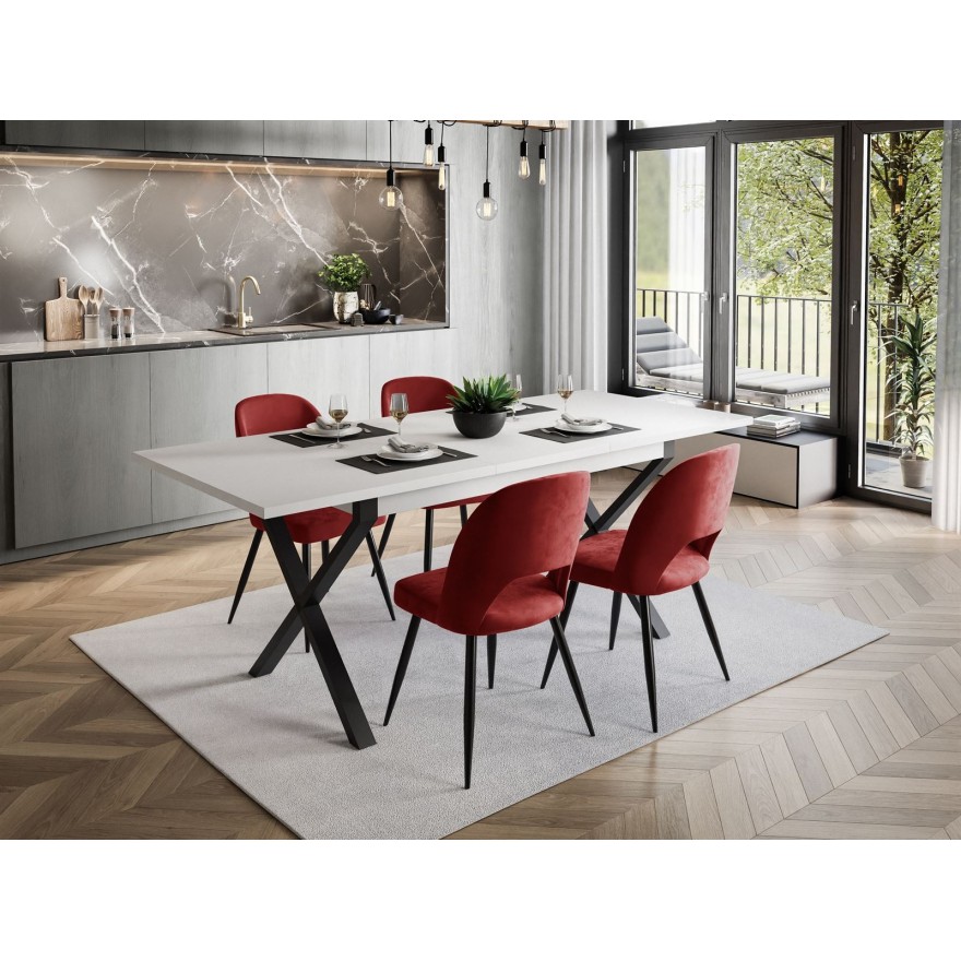 Möbelset X ART- O mit 4 Stühlen, Weiß Matt