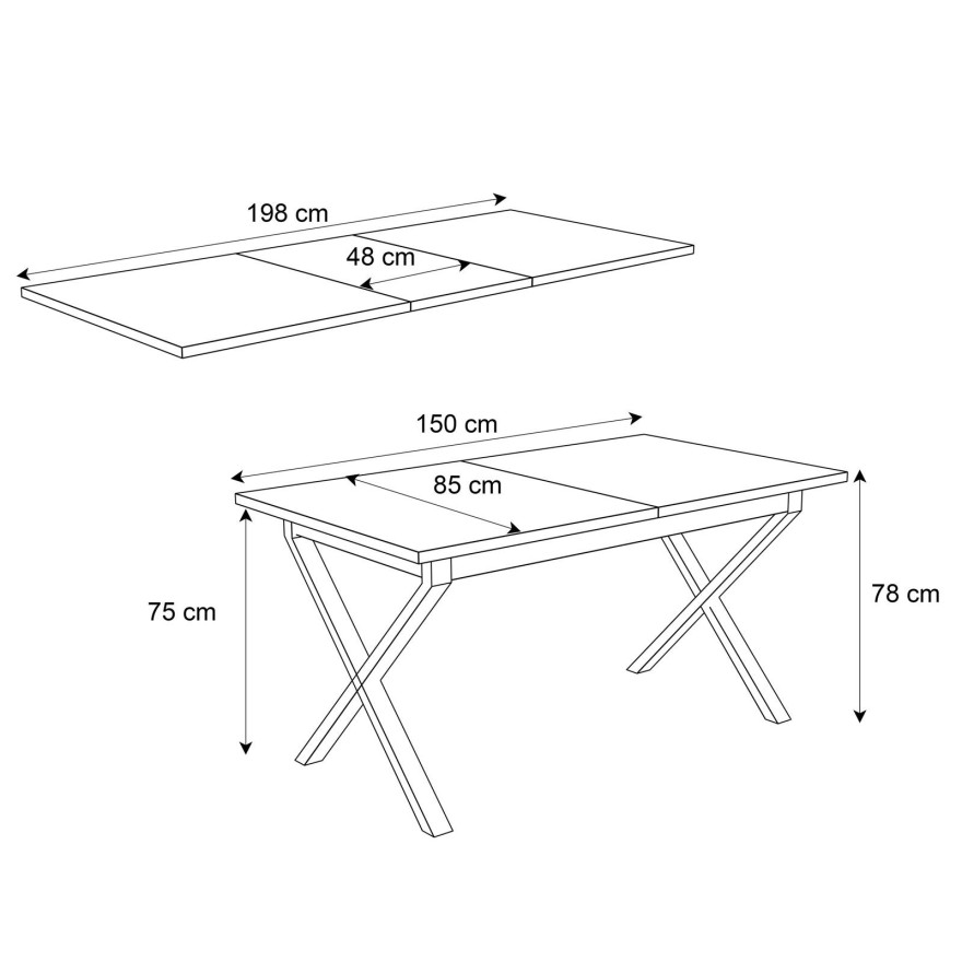 Möbelset X ART- O mit 4 Stühlen, Weiß Matt