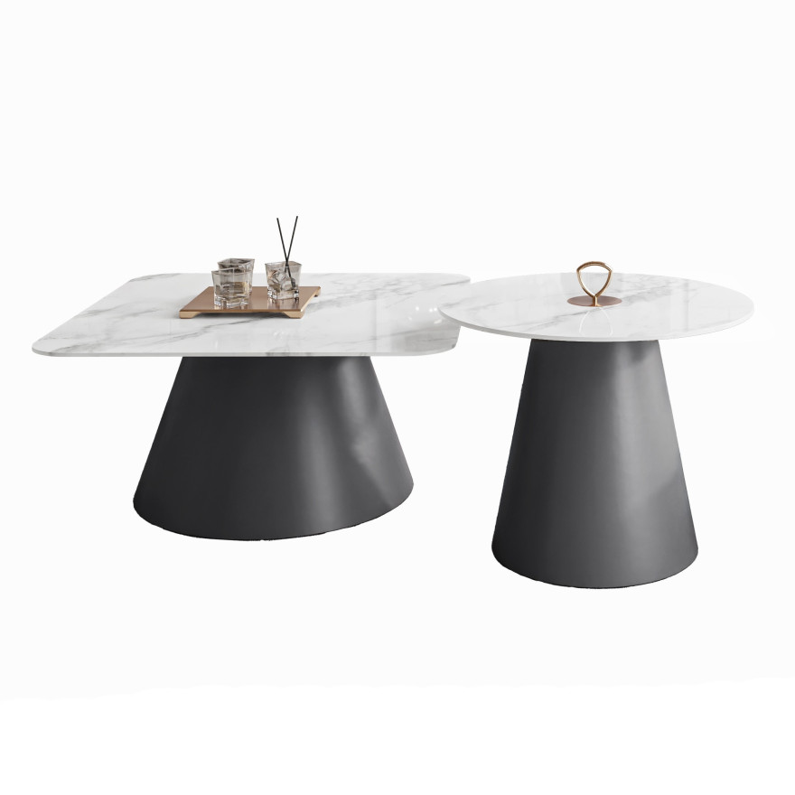 2in1 Couchtisch CASTELLE II weiß hochglanz