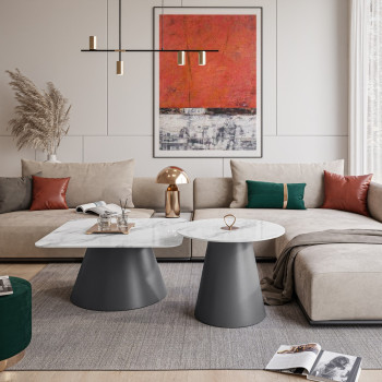 2in1 Couchtisch CASTELLE II weiß hochglanz