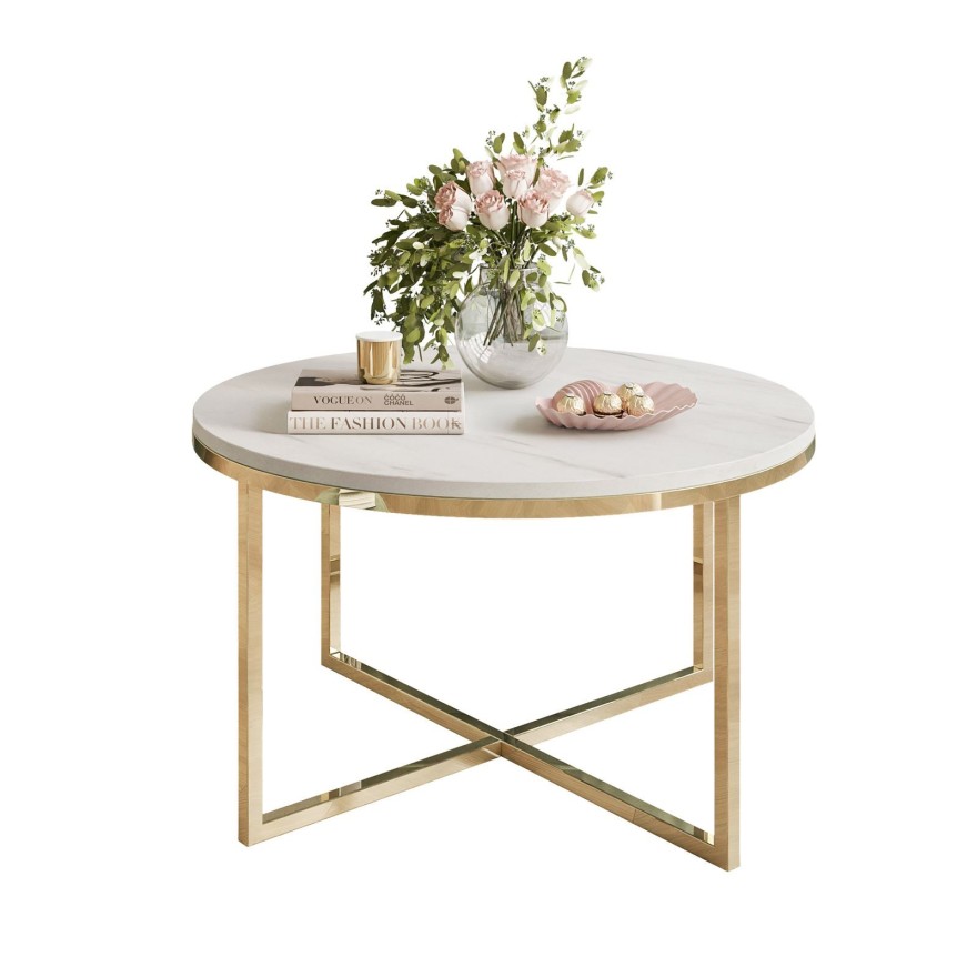 CIRI-X LEVANTO runder Couchtisch mit verchromtem Gestell