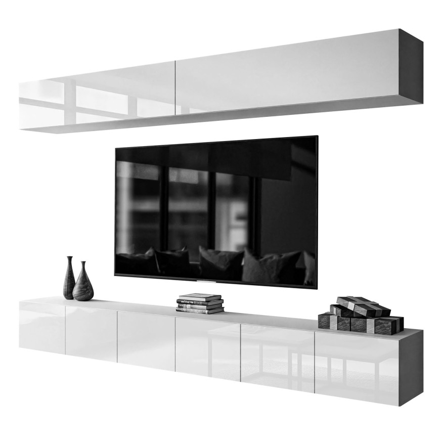 TV-Wohnwand COLGANTE II weiß Hochglanz mit LED