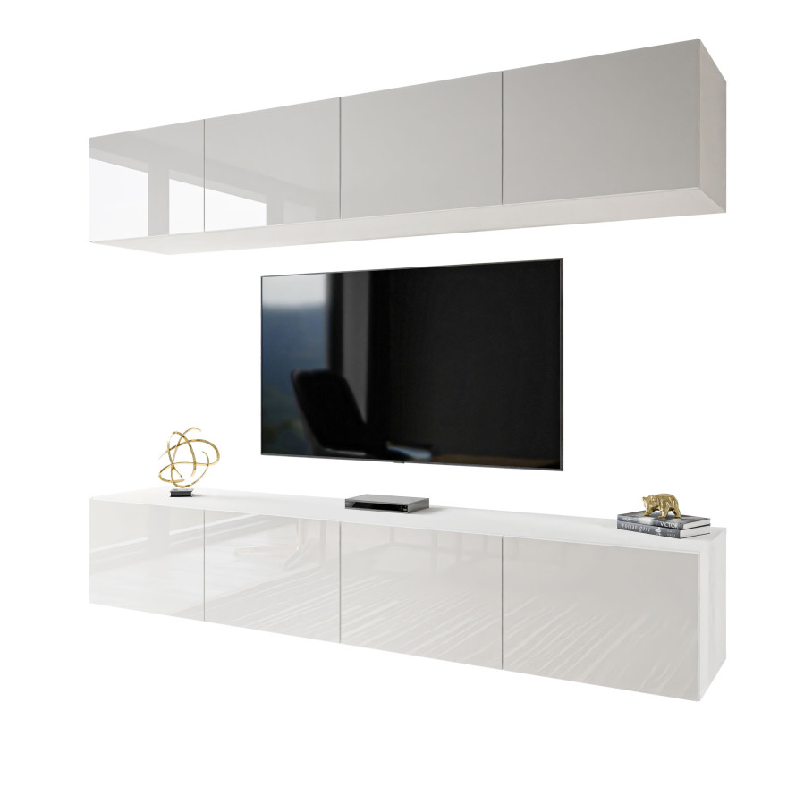 TV-Wohnwand COLGANTE weiß Hochglanz mit LED