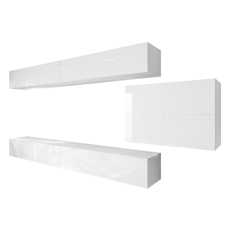 TV-Wohnwand COLGANTE IV weiß Hochglanz mit LED TV-Wohnwand COLGANTE IV weiß Hochglanz mit LED