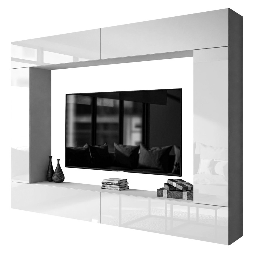 TV-Wohnwand COLGANTE V weiß Hochglanz mit LED