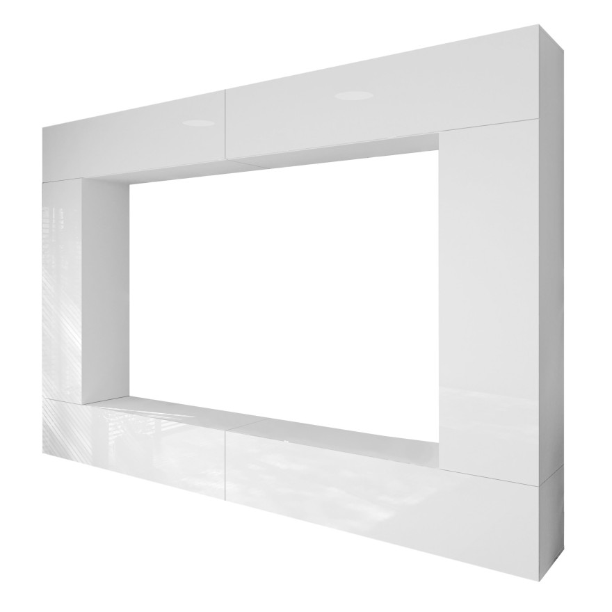 TV-Wohnwand COLGANTE V weiß Hochglanz mit LED