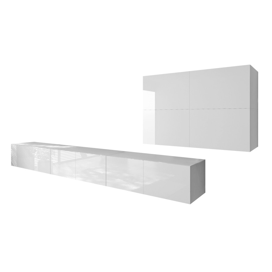 TV-Wohnwand COLGANTE VI weiß Hochglanz mit LED