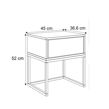 BLANCO GOLD Nachttisch auf einem goldfarbenen Chromgestell