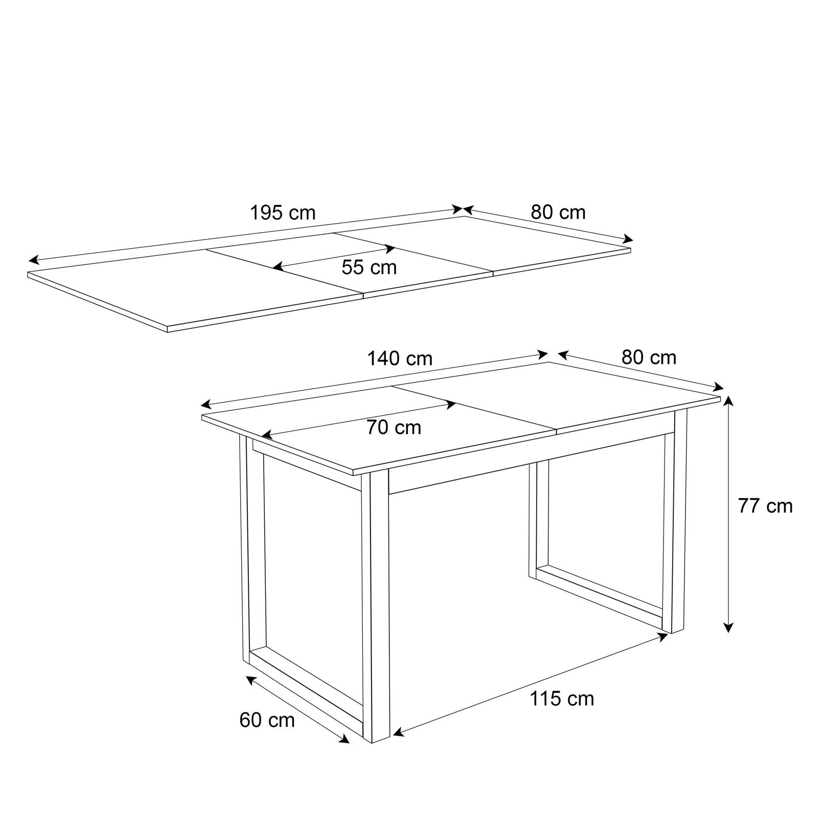 ARTON GOLD II 140 cm ausklappbarer Tisch