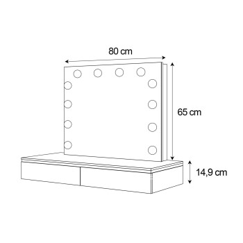 Hängender Schminktisch AURORA ELITE mit Spiegel, weiß glänzend Hängender Schminktisch AURORA ELITE mit Spiegel, weiß glänzend
