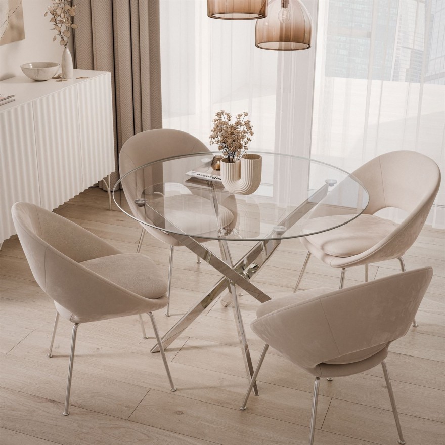 Runder Tisch CRISTAL, 100 cm, Glasplatte