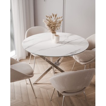 Runder Tisch BEIRA II, 90 cm, Platte aus Keramik