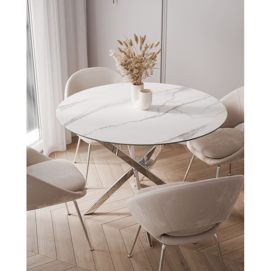 Runder Tisch BEIRA II, 90 cm, Platte aus Keramik