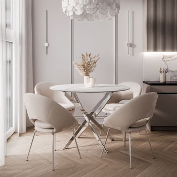 Runder Tisch BEIRA II, 90 cm, Platte aus Keramik