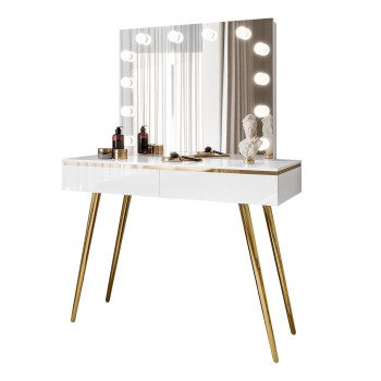 AURORA-S ELITE  Schminktisch mit Spiegel weiß hochglanz AURORA-S ELITE  Schminktisch mit Spiegel weiß hochglanz