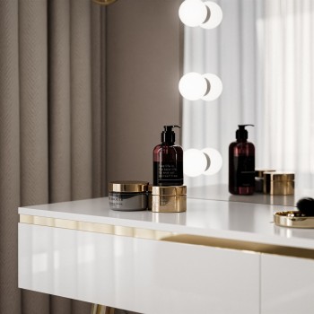 AURORA-S ELITE  Schminktisch mit Spiegel weiß hochglanz AURORA-S ELITE  Schminktisch mit Spiegel weiß hochglanz