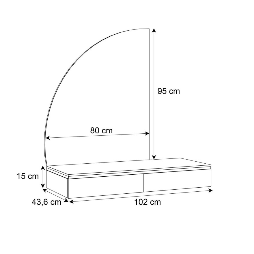 AURORA-Q hängender Schminktisch mit Spiegel, weiß glänzend
