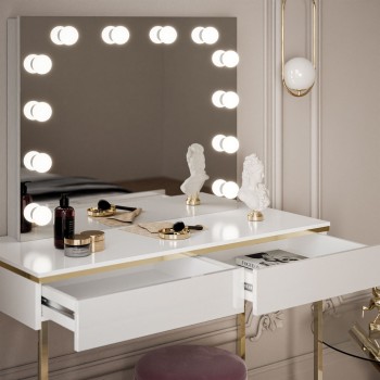 AURORA GOLD ELITE Schminktisch mit Spiegel weiß hochglanz AURORA GOLD ELITE Schminktisch mit Spiegel weiß hochglanz