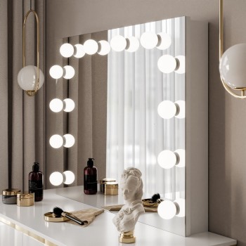 AURORA GOLD ELITE Schminktisch mit Spiegel weiß hochglanz AURORA GOLD ELITE Schminktisch mit Spiegel weiß hochglanz