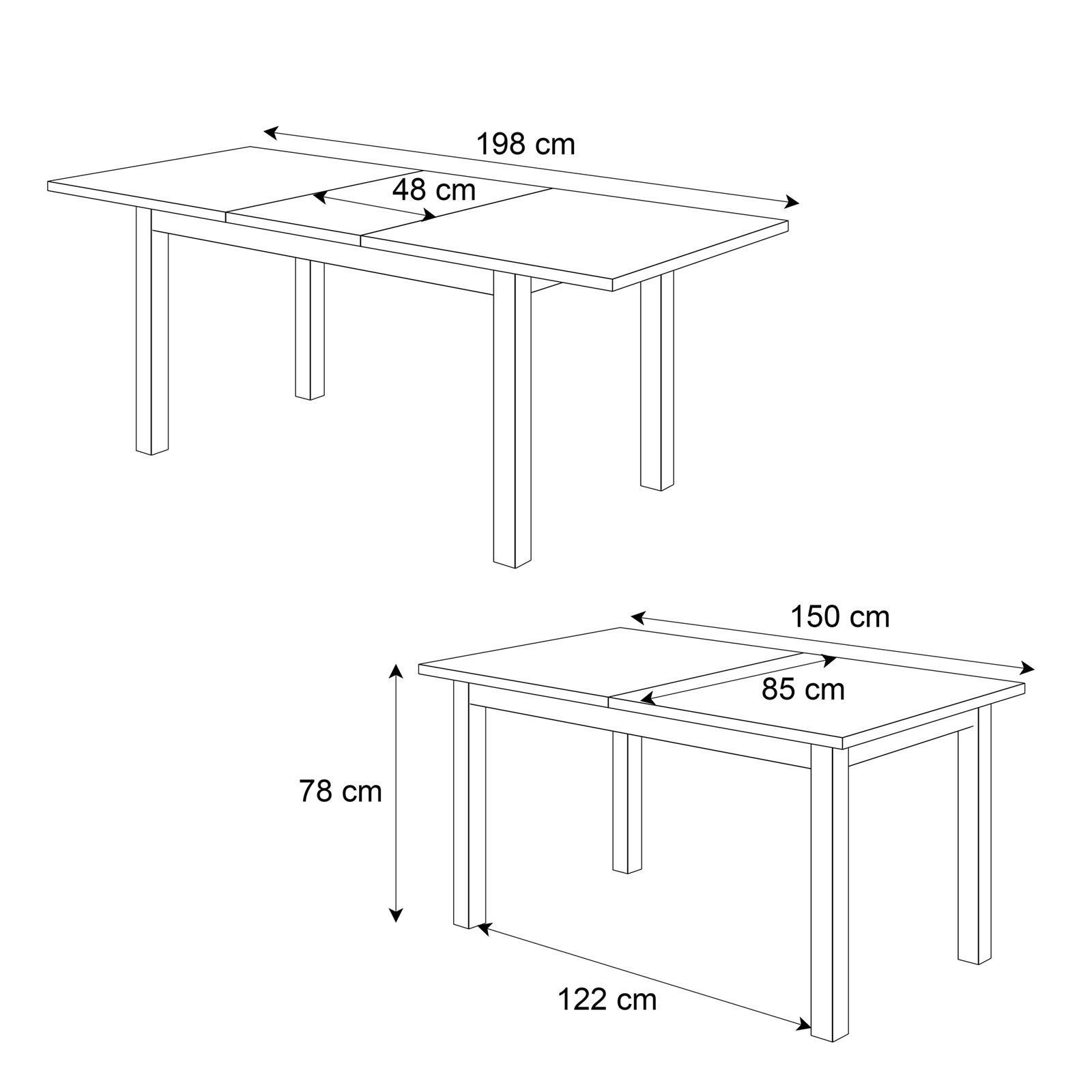 ARTOS ausziehbarer Tisch, 150–198 cm Eiche Wotan Artisan Stirling