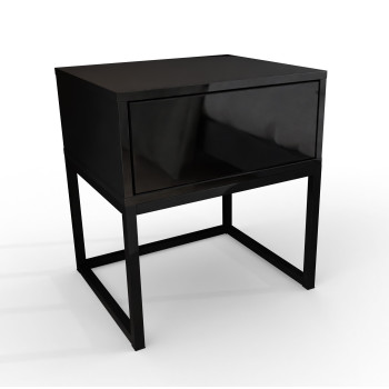 BLANCO LOFT II Nachttisch auf schwarzem Gestell