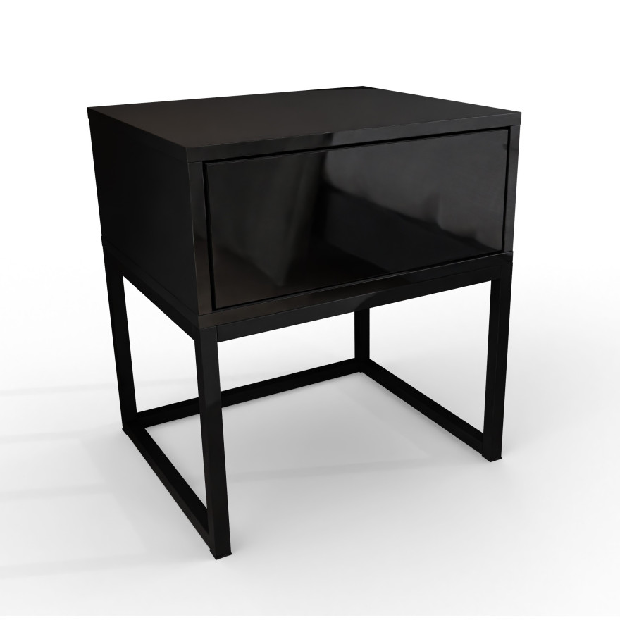 BLANCO LOFT II Nachttisch auf schwarzem Gestell