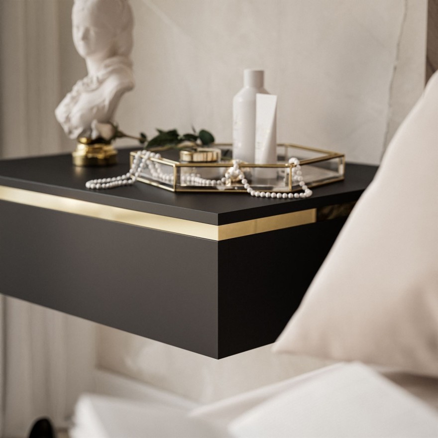 AURORA Hängender Nachttisch schwarz matt