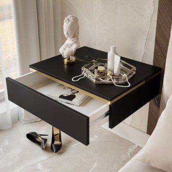 AURORA Hängender Nachttisch schwarz matt