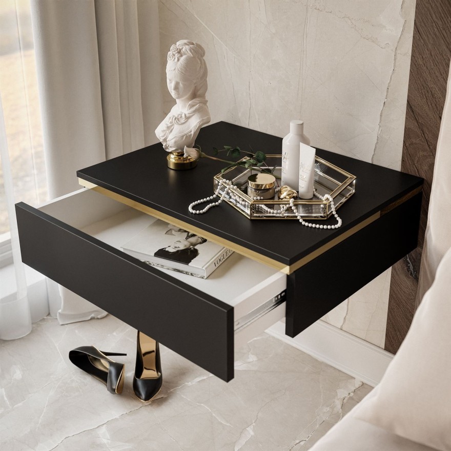 AURORA Hängender Nachttisch schwarz matt