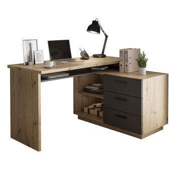 Schreibtisch CHIA mit Schubladen Artisan Eiche Grafit