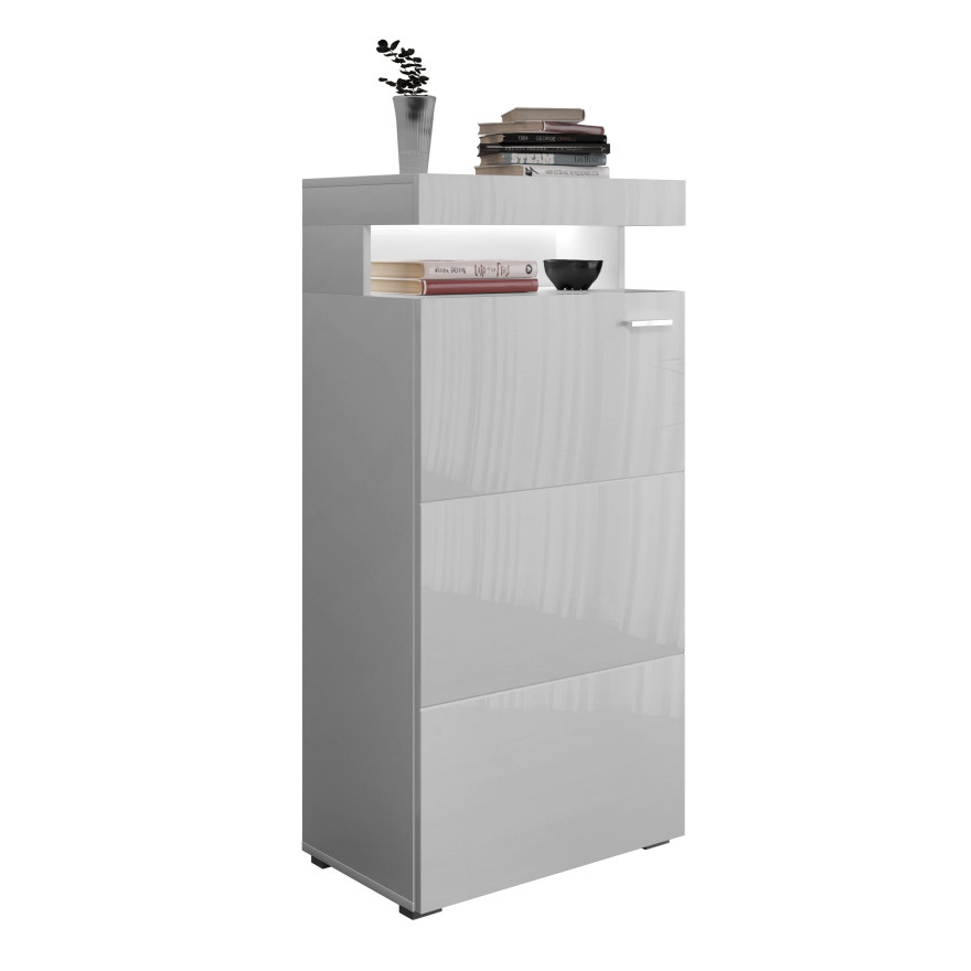 Standvitrine VANCOUVER W9.410 weiß Hochglanz mit LED