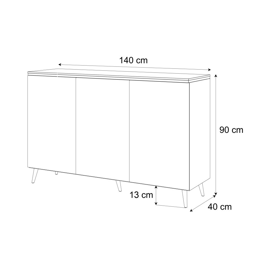 Dreitürige Kommode AURORA II weiß glänzend auf Beinen Dreitürige Kommode AURORA II weiß glänzend auf Beinen