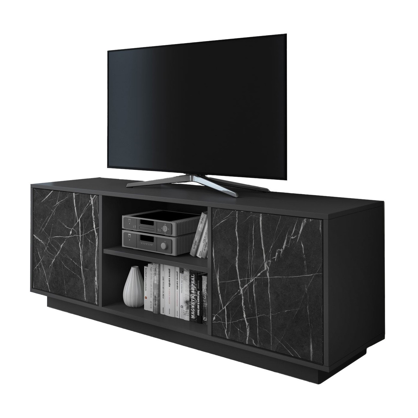 TV-Schrank MARBLE, graphitschwarzer Marmor