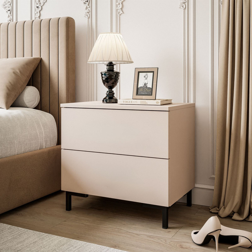 Nachttisch LINA Kaschmir mit LED Beleuchtung