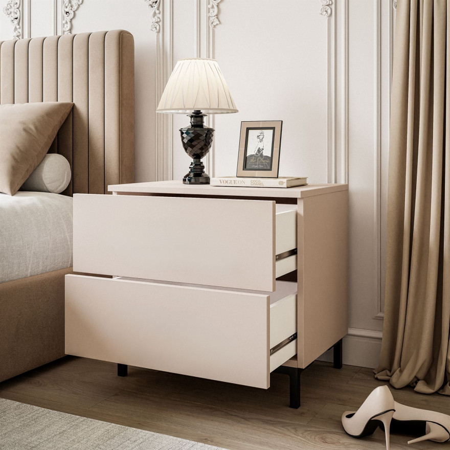 Nachttisch LINA Kaschmir mit LED Beleuchtung