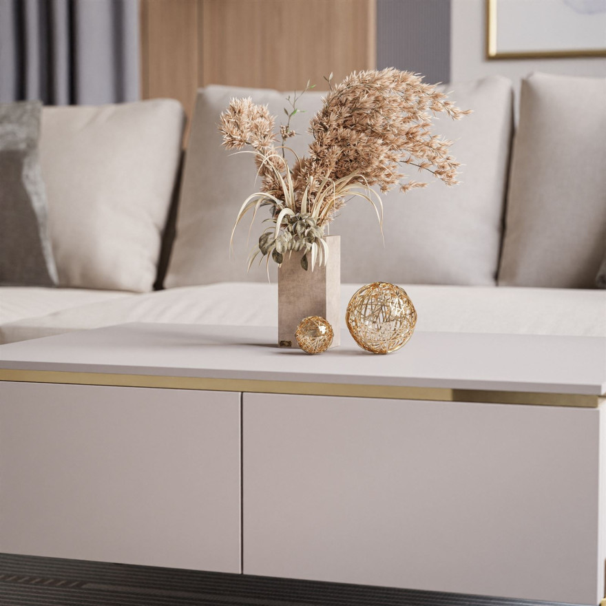 Couchtisch AURORA, Beine - gerade Goldchrom Couchtisch AURORA, Beine - gerade Goldchrom